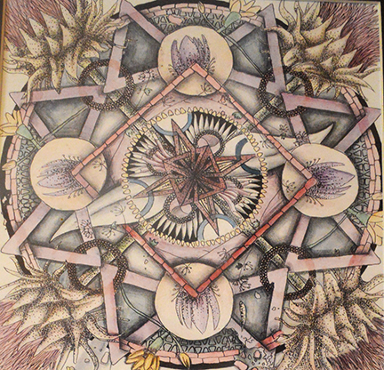 Botanical mandala by Stephanie King, Mixed-Media on Paper