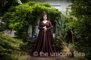 Entrepreneur Naarah McDonald in Period Style Dress she designed and made